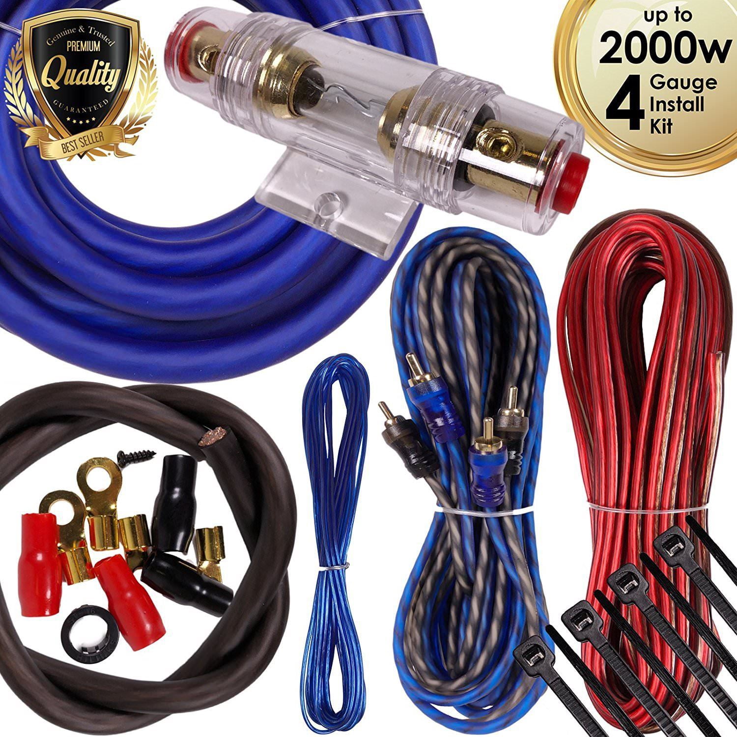 Complete 2000W 4 Gauge Car Amplifier Installation Wiring Kit Amp PK1 4