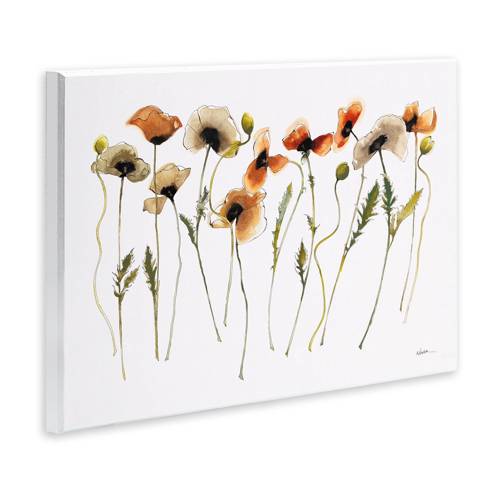 Stupell Industries Autumn Poppy Sprigs Botanical & Floral Painting Unframed Art Print Wall Art, 19 x 13