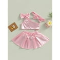 thumbnail image 2 of Suealasg Kids Girls Birthday Princess Dress Bowknot One-shoulder Vest with A-line Skirt and Hairband Toddler Girls Summer Cake Smash Photo Shoot Outfit, 2 of 8