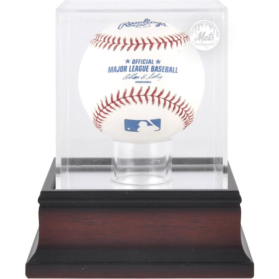 New York Mets Mahogany Baseball Logo Display Case
