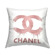 Stupell Industries Pink Fashion Brand Designer Glam Logo Design by Madeline Blake Throw Pillow