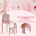 thumbnail image 5 of Spaco Kids Vanity Princess Makeup Dressing Table Chair Set with Tri-fold Mirror-Pink, Girls Vanity for Girls Kids, 5 of 7