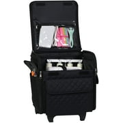 Everything Mary Collapsible Serger Machine Rolling Storage Case, Black, Carrying Bag For Overlock Machines, For Brother, Singer, & Juki Sergers, Organizer Tote For Sewing Thread & Supplies