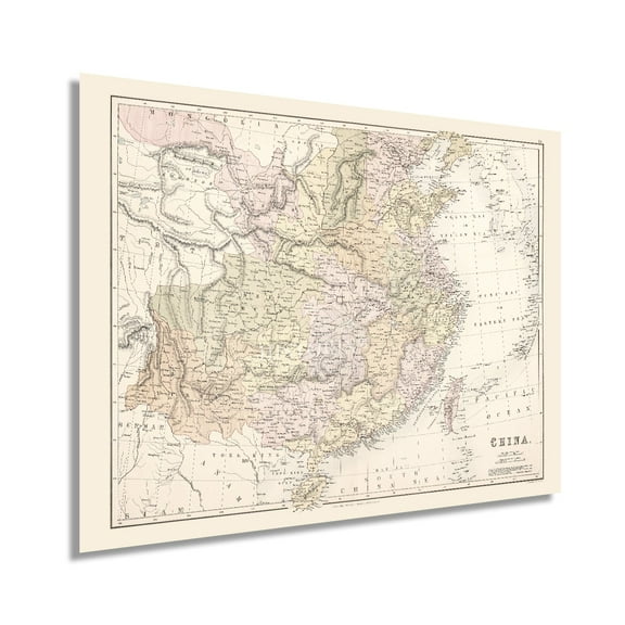 HISTORIX 1885 Map of China Vintage Poster Wall Art Print, 18 x 24 Inch