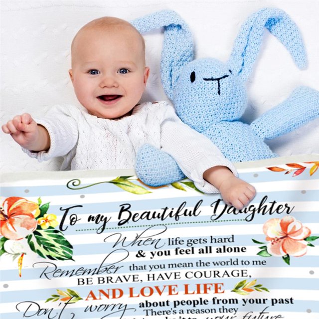 stanreset Letters Blanket to My Daughter Super Soft Flannel Blanket Winter Warm Mail Blanket No.1