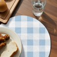 thumbnail image 3 of Blue Checkered Round 13 Inch Placemats Set of 4, Blue White Buffalo Plaid HeatResistant Non Slip Place Mats for Dining Table, Wipeable Braided Kitchen Table Mats for Housewarming, 3 of 9