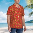thumbnail image 3 of Pofeuu Pizza Cartoon Print Hawaiian Shirt for Men Sleeves Casual Button Down Summer Beach Dress Shirts T-Shirts,3X-Large, 3 of 7