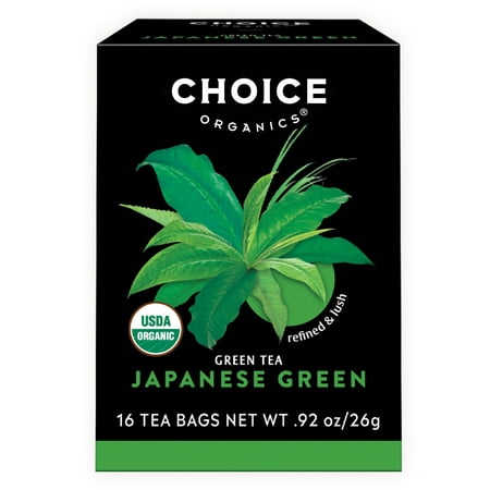 Choice Organics Japanese Green Tea, Contains Caffeine, Green Tea Bags, 16 Count