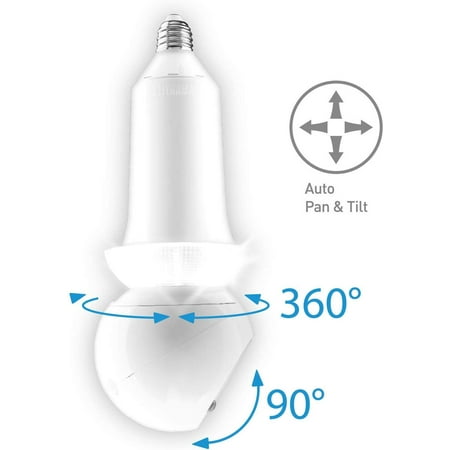 Amaryllo - Zeus Biometric Auto-Tracking Light Bulb Indoor Security Camera - White