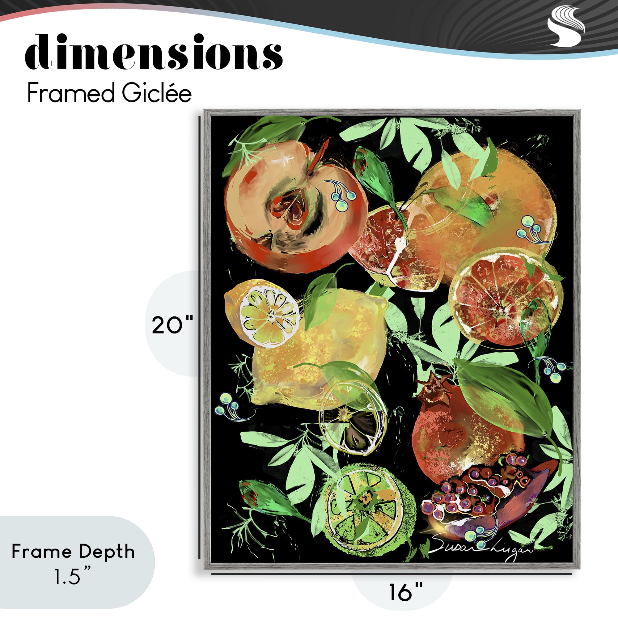 Stupell Industries Fruit Medley Combo Gray Framed Giclee Art, design by Susan Lugar