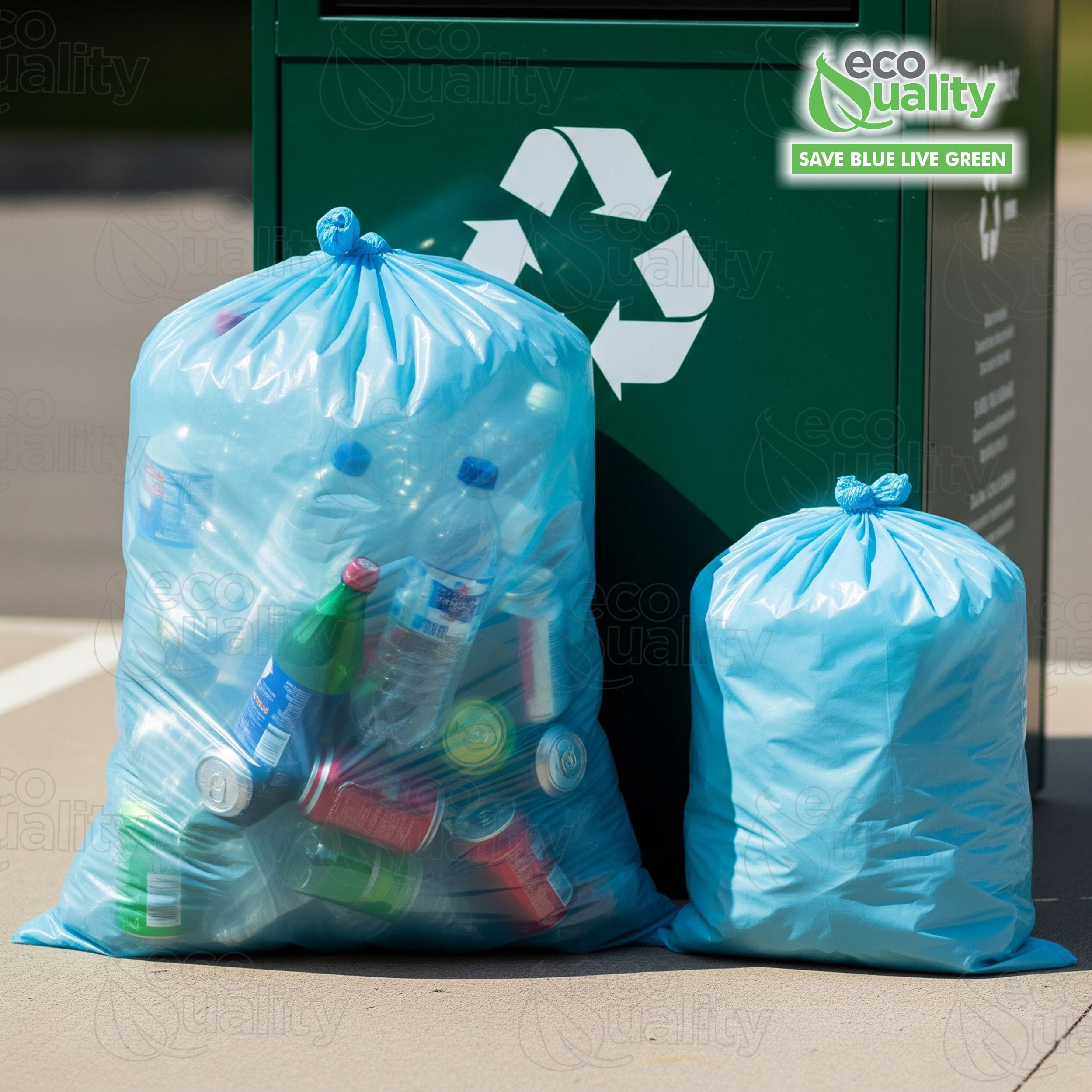 [30 PACK] 46 Gallon Heavy Duty Large Blue Recycling Trash Bags - Blue Yard Trash Bags, Great for Aluminum, Glass bottles and Landscaping Bag, Recycling Garbage Bags, 2 Mil