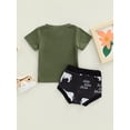 thumbnail image 4 of Boys Summer 2Pcs Outfit Sets Green Short Sleeve Letter Print T-shirt + Animal Print PP Shorts, 4 of 9
