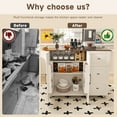 thumbnail image 6 of Kitchen Island Cart with Foldable Tabletop, Mobile Breakfast Bar on Wheels with Wood Top and Storage, 6 of 10