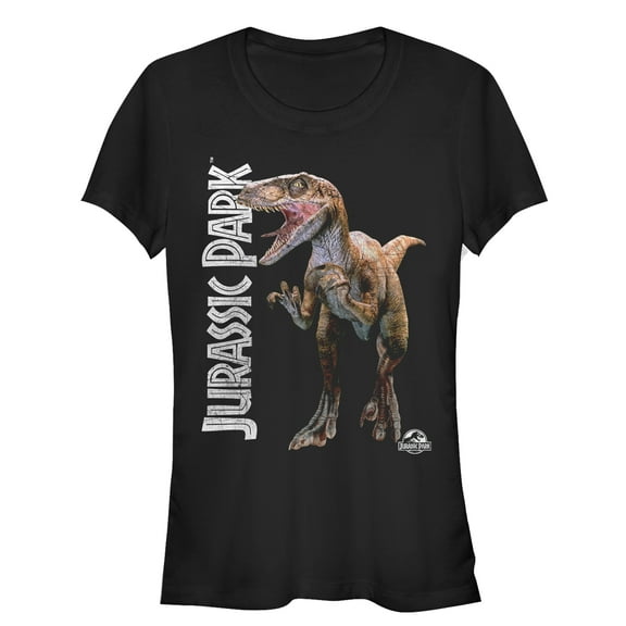 Junior's Jurassic Park Velociraptor Logo  Graphic Tee Black Large