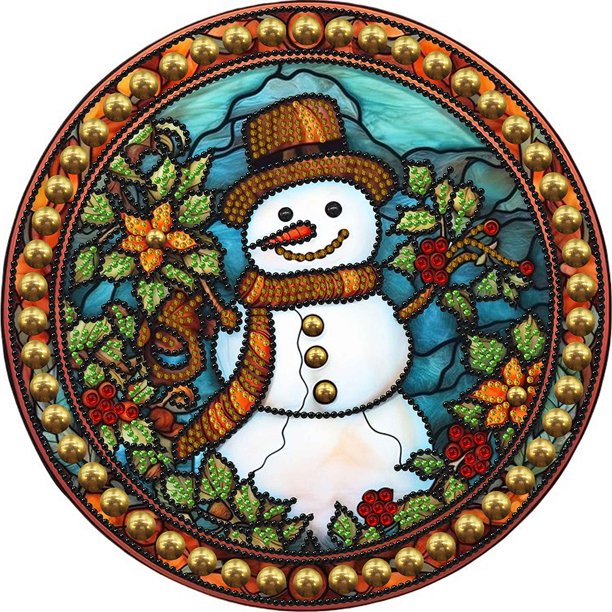 Kit Con Forma Especial Parcial 5D DIY Muñeco Nieve Navidad 30x30cm