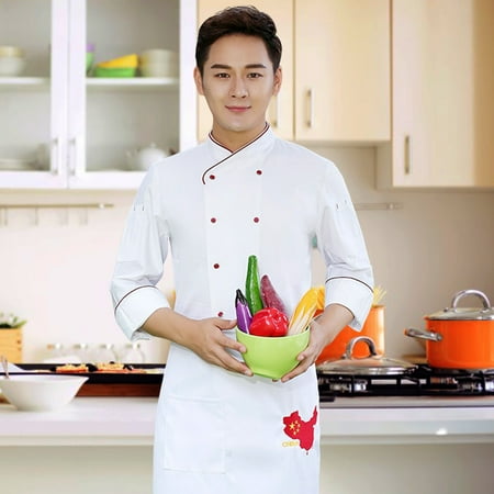 

VIST FOX Unisex Chef Jacket Kitchen Wear Long Sleeve Useful Heat Dissipation Bakery Food Service Cook Coat