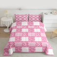 thumbnail image 2 of jejeloiu Cheetah Leopard Print Bedding Comforter Set,Patchwork Geometric Plaid Twin Comforter Sets,Pink White Zebra Print Bedding Set For Teens Kids,Breathable Home Decor Reversible,2-Piece, 2 of 8
