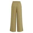 thumbnail image 5 of ZXLBBD Girls Wide Leg Drawstring Elastic Waist Split Hem Loose Solid Color Trousers with Pockets Beach Vacation Fashion Causal Daily Wear,Khaki,Size 15 Y-16 Y, 5 of 7