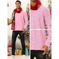 thumbnail image 5 of Unique Bargains Men's Striped T-Shirt Crew Neck Long Sleeves Pullover Tee Tops XL Pink Whi, 5 of 6