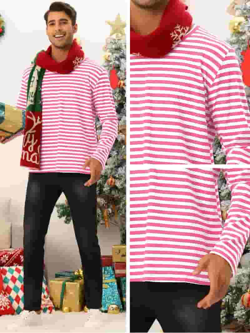 Unique Bargains Men's Striped T-Shirt Crew Neck Long Sleeves Unique Bargains Men's Striped T-Shirt Crew Neck Long Sleeves