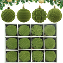 Bxaolu Velvet Christmas Clearance Balls Ornaments 12 PCS, 2.36" Velvet Ball Ornaments for Christmas Tree, Xmas Tree Decorations Holiday Decor, Army Green