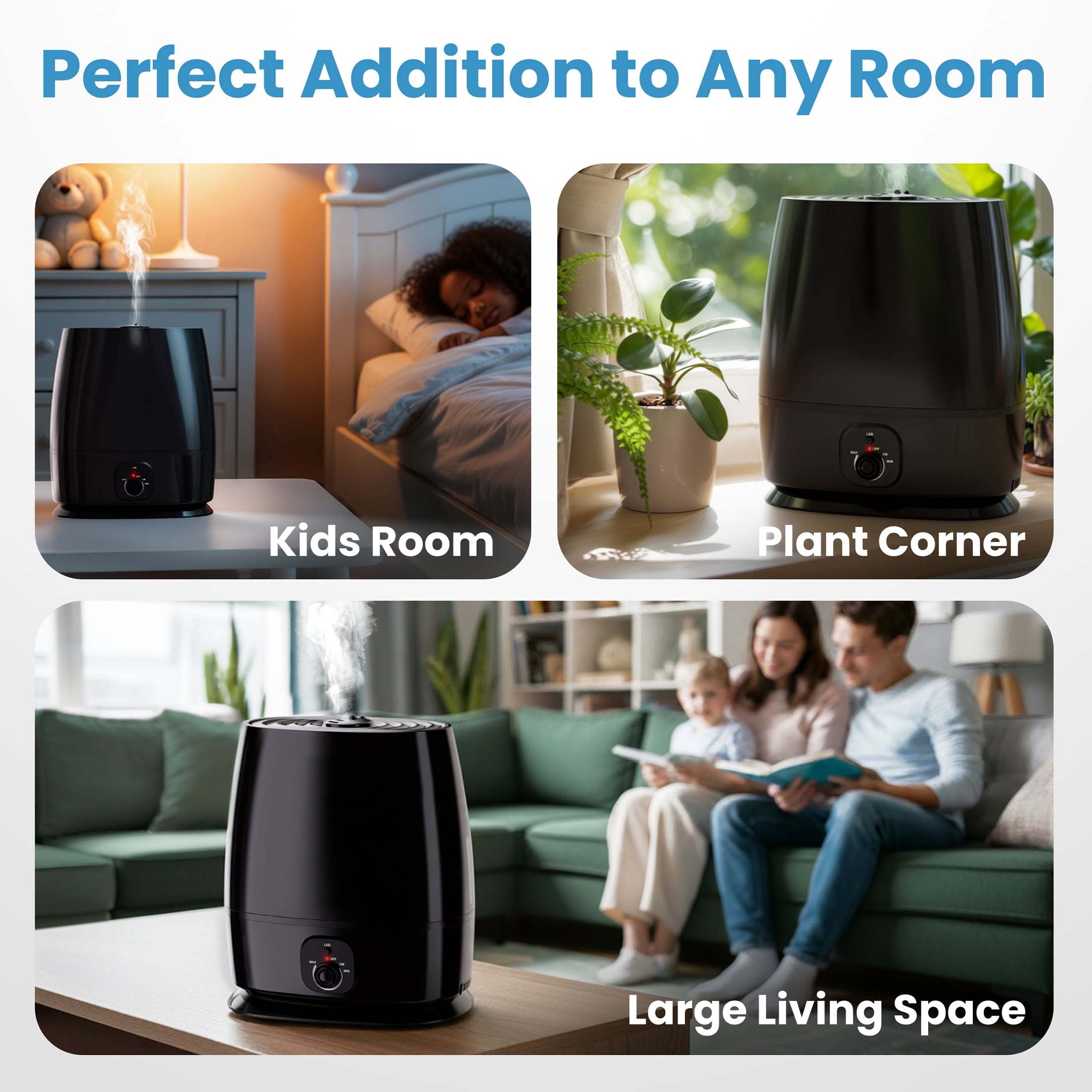 Everlasting Comfort Cool Mist Humidifier, 6L Filterless Humidifier for Large Rooms