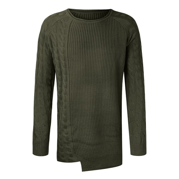 GBSYEWXS Men Pullover Sweaters Long Sleeve Pullover Soft Solid Color Knit Green Crew Neck Sweater