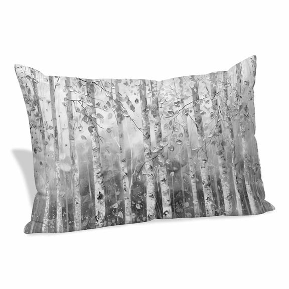 Grey Forest Pillow Protectors with Zipper Standard Size, Modern Oil Painting Art Soft Brushed Microfiber Breathable Throw Pillow Covers, Pillowcase for Couch Sofa Bedroom Living Room 20"x26"