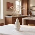 thumbnail image 4 of Unique Bargains Matte Chubby Bud Flower Vase with Wide Opening Ribbed Decorative White, 4 of 6