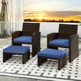 thumbnail image 4 of Costway 2 PCS Patio PE Rattan Ottomans with Soft Zippered Cushions for Deck Outdoor Navy, 4 of 9