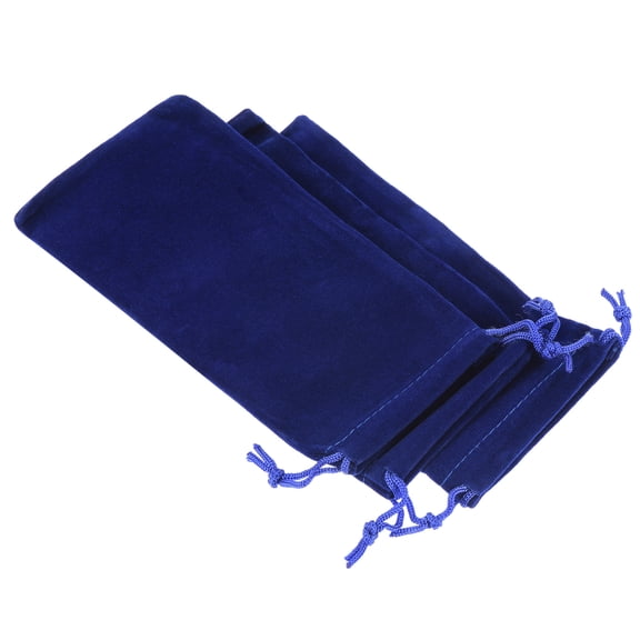 Unique Bargains Microfiber Pouch Soft Storage Drawstring Gift Bag Dark Blue 8x17