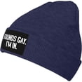 thumbnail image 2 of Beanie,Sounds Gay I'm in Funny LGBT Beanie Hat Women Skull Cap Men Slouchy Hat Knitted Hat Winter Knit Hat Black, 2 of 7