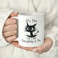thumbnail image 6 of 1pc, It's Fine I'm Fine Everything Is Fine Coffee Mug, Funny Sarcastic Mug, Cat Lover Coffee Mug, 11 Ounce Novelty Coffee Cup, Double-sided Design, Gifts, Funny, Humor, Cartoon, Birthday, Holiday Gift, 6 of 9