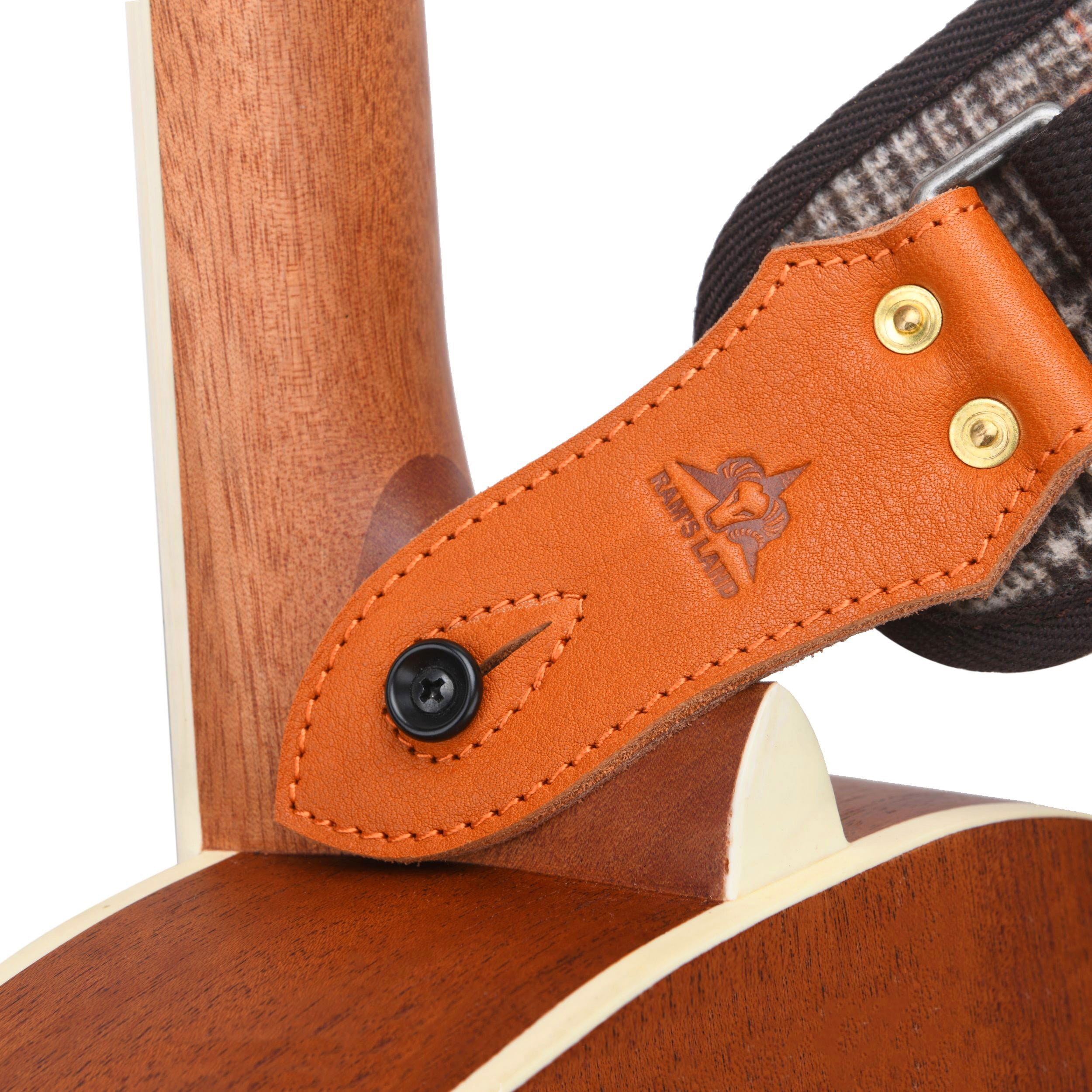 RAM'S LAND Adjustable Guitar Strap Handmade Leather Acoustic Electric Bass Guitar Straps