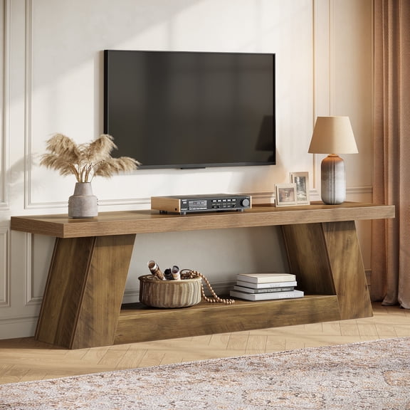 Tribesigns 63 inch TV Stand for 55/60/65/75-inch TVs, Rustic Extra Long Media TV Console with Storage Shelve for Living Room, Bedroom (Brown)