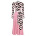 thumbnail image 3 of Nyeemya Liturgical Praise Dance Dress for Women Long Sleeve Mock Neck Printed Metallic Worship Church Gowns Pink XXL, 3 of 6