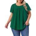thumbnail image 2 of DARING DIVA Women's Plus Chiffon Ruffle Double-Layered Top 3X Dark Green, 2 of 6
