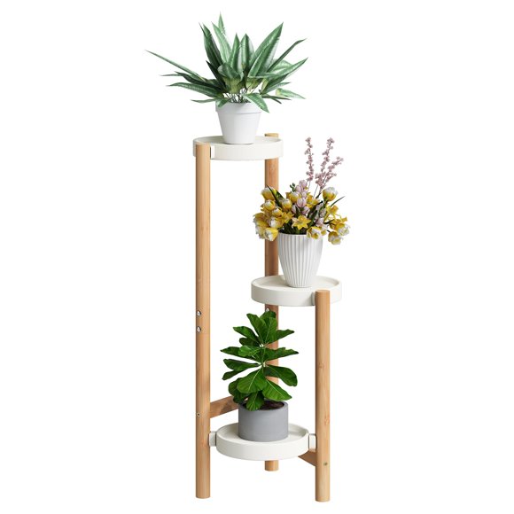 BMOSU Plant Stand Bamboo 3 Potted Holder Shelf Plant Rack For Indoor Outdoor Plants Corner Plant Shelf Flower Stands Plant Shelf Potted Plant Di