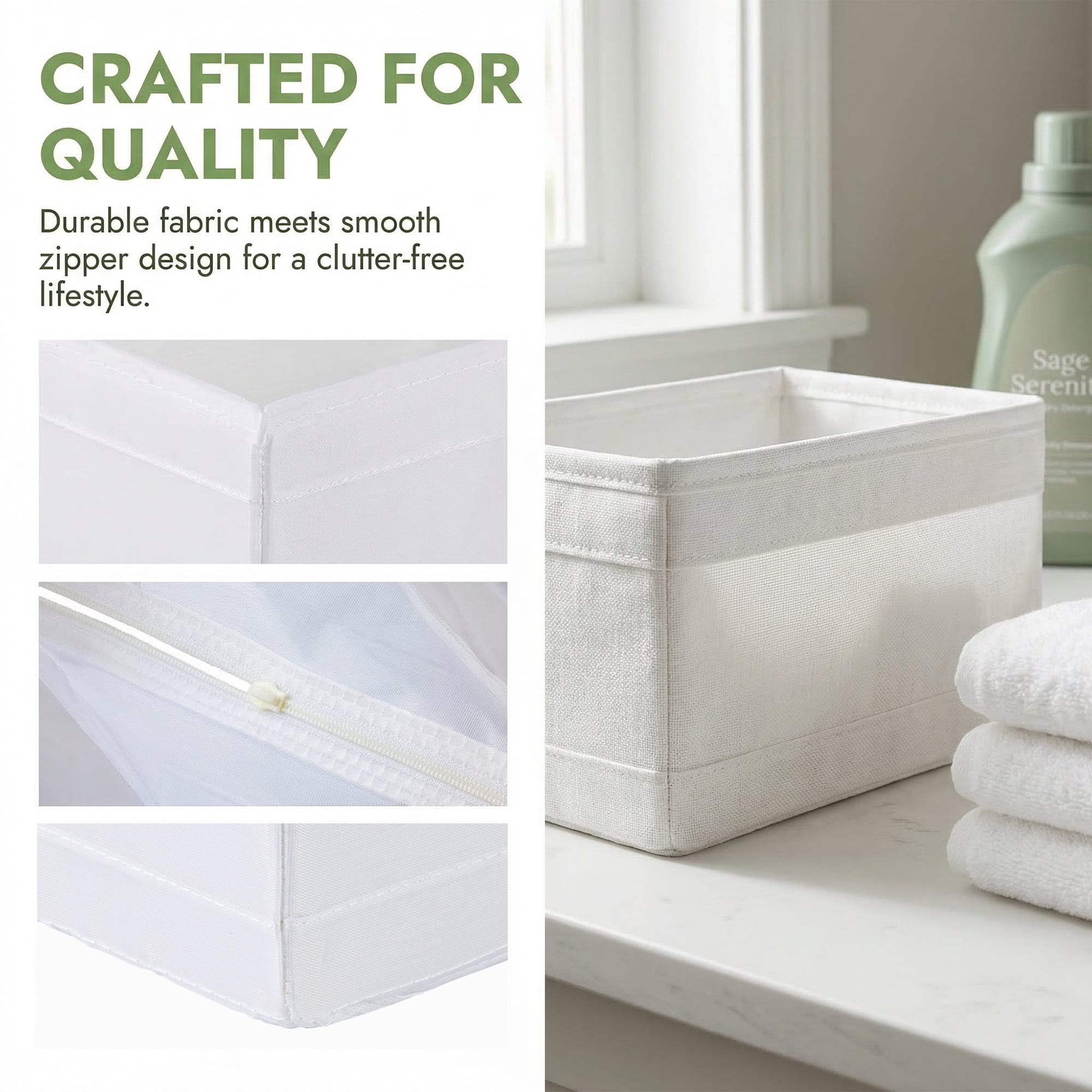 Unique Bargains 1pc Fabric Storage Bin for Shelves Closet White 11*5.5*5.1in