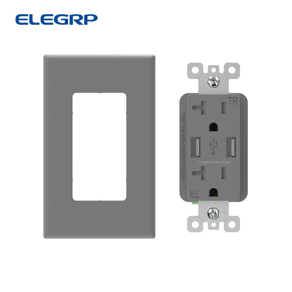 USB Outlets Receptacles, 20W 4.0 Amp USB Wall Outlet, 20 Amp Tamper-Resistant Electrical Outlet with Type A port, UL Listed, Wall Plate Included