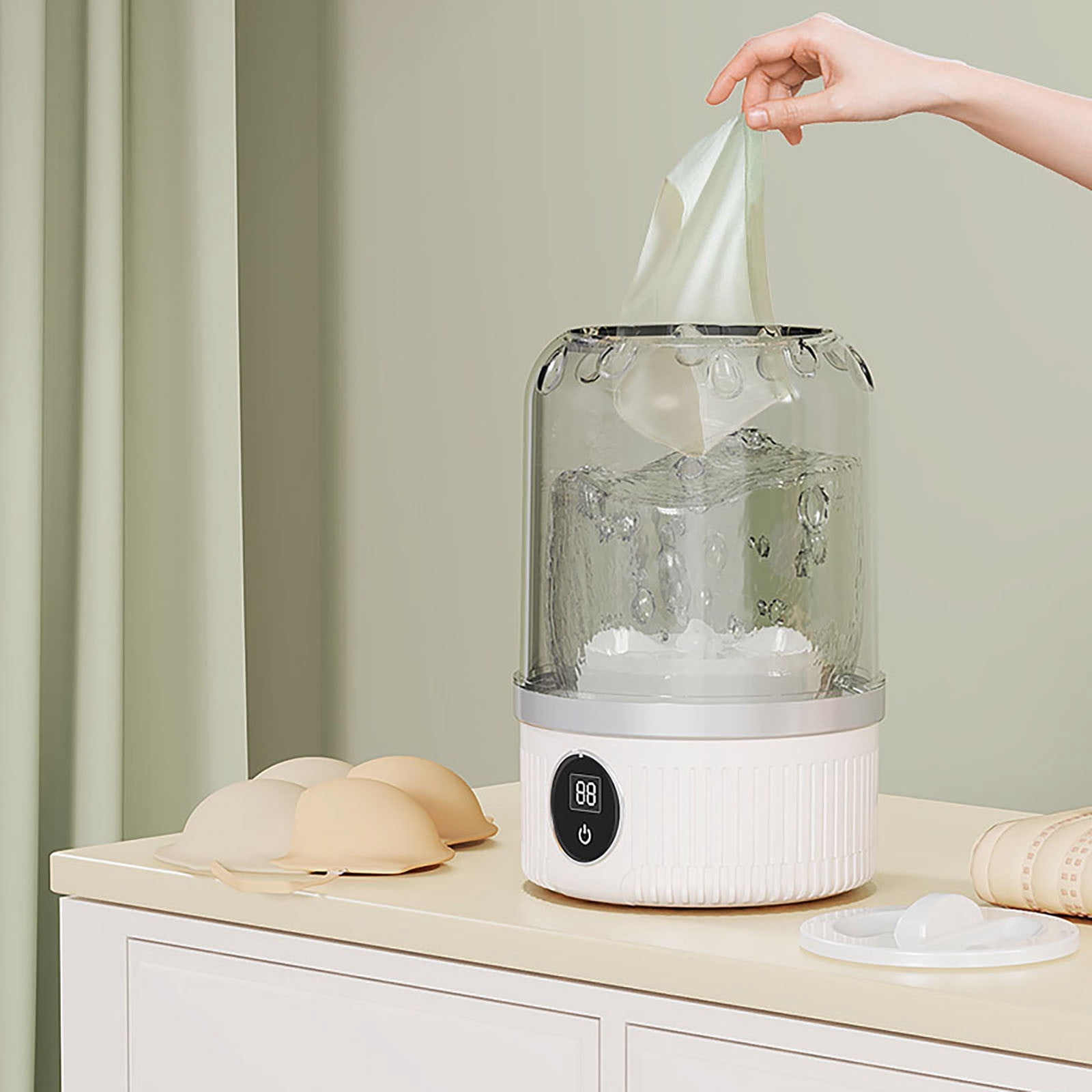 Musatteng Cordless Mini Washer for Delicates - 3000mAh Rechargeable Portable Laundry System for Travel, Camping & Dorms