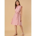 thumbnail image 3 of INSPIRE CHIC Robe-Chemise en Coton pour Femme à Manches Volantées Robe-Chemise de Travail avec Ceinture, 3 of 5