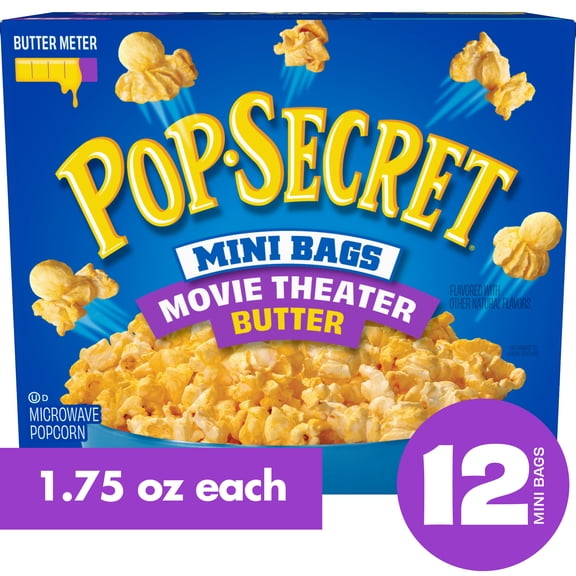 Pop Secret Microwave Popcorn, Movie Theater Butter Flavor, 1.75 oz Mini Bags, 12 Ct