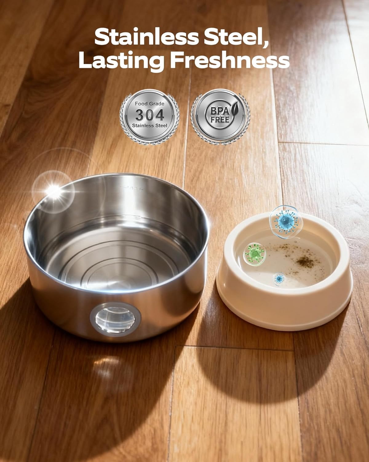 Cordless Cat Water Fountain with Motion Sensor - 88oz/2.6L Battery Operated Pet Dispenser, 6 Filters & 3 Sponges, Quiet Automatic Waterer for Indoor Cats and Small Animals