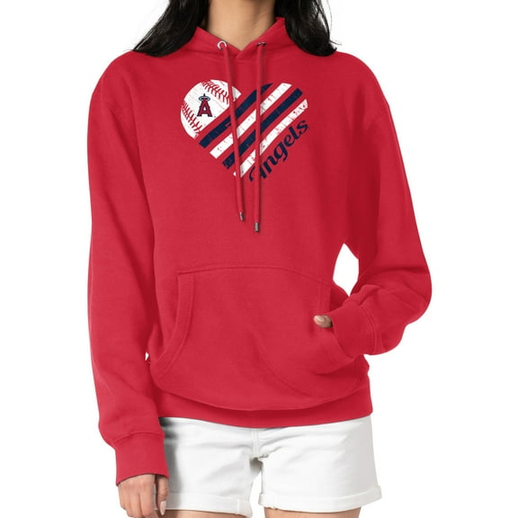 Women's G-III 4Her by Carl Banks Red Los Angeles Angels Heart Fleece Pullover Hoodie