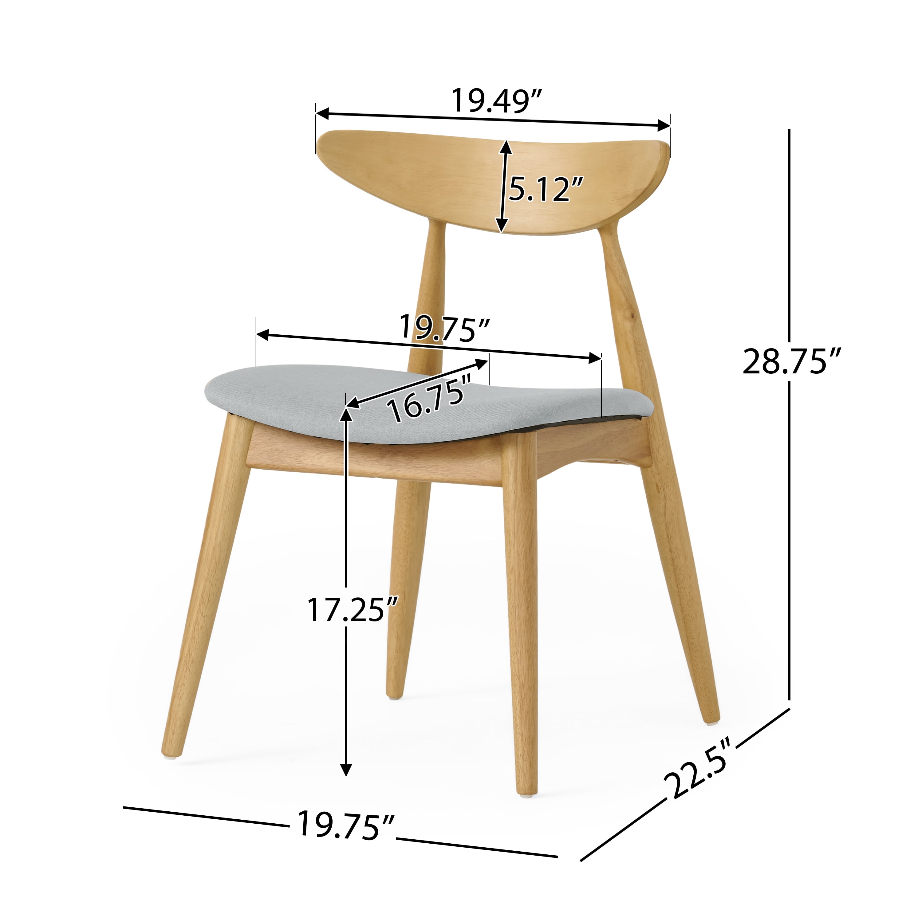 Noble House Branson Indoor Fabric Dining Chairs, Set of 2, Beige, Natural Oak