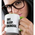 thumbnail image 2 of 3dRose, Eat Sleep Exercise. Gifts for gym bunny or keep fit fitness enthusiast, 11oz Two-Tone Green Mug, 2 of 7