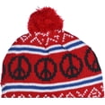 thumbnail image 3 of SWAK Girl's Emoji Peace Sign Knit Hat with Ear Flaps and Pom in 3 Vivid Colors, 3 of 5