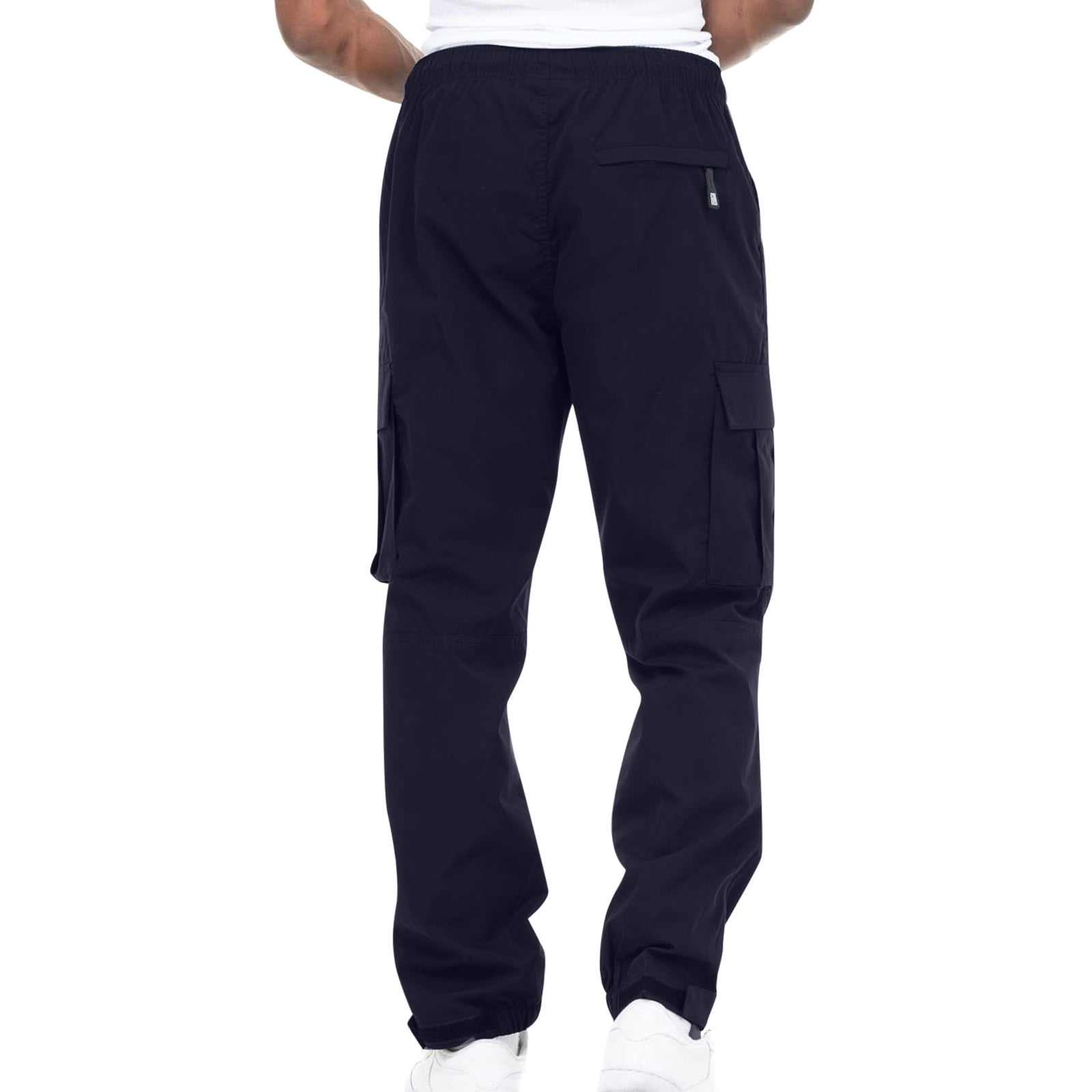 Xihbxyly Elastic Waist Mens Pants Men Solid Casual Multiple Pockets Outdoor Fitness Pants Cargo Pants Trousers Black Dress Pants Men Faux Leather Pants