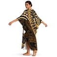 thumbnail image 2 of SEANATIVE Caftans for Women Beach Cover Up Swimsuit Coverups Swimwear Kaftan Dresses Long Caftans Plus Size Batwing Sleeve Swimsuit Coverup V Neck Summer Dress, Polynesia Floral Yellow Black, 2 of 7